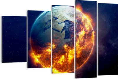 Produktbild von Bild auf Leinwand - Leinwandbild - Universum Erde Feuer Globus - 150x100cm - Wand Bild - Wanddeko - Leinwanddruck - Bilder - Kunstdruck - Wanddekoration - Leinwand bilder - Wandkunst - EG150x100-2875