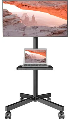 Productafbeelding van Mobiele tv-standaard - Voor 23 tot 60 inch - Tot 40 kg - Vesa 400 x 400 mm - Met laptopplank - Zwart