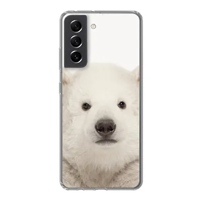Produktbild von MuchoWow® Handyhülle Schutzhülle Hülle für Samsung Galaxy S21 FE Eisbär - Tiere - Weiß - Kinder - Jungen - Mädchen Silikon Softcase Handy Hülle - Mobiltelefonhülle