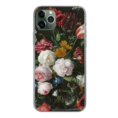 Produktbild von MuchoWow® Handyhülle Schutzhülle Hülle für iPhone 11 Pro Max Stilleben mit Blumen in einer Glasvase - Gemälde von Jan Davidsz. de Heem Silikon Softcase Handy Hülle - Schutz