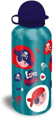 Productafbeelding van Drinkfles 500 ml - Aluminium - Piratenontwerp - Ergonomisch voor kinderen