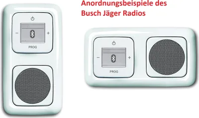 Produktbild von Busch Jäger Unterputz UP Bluetooth Radio (8217U) ReflexSI alpinweiß Komplett-Set Lautsprecher + Radioeinheit 8217 U + Abdeckungen in 2 fach Rahmen integriert
