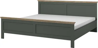 Produktbild von Bett 160 x 200 cm Landhausstil EPSOM-83 in grün mit Lefkas Eiche Nb., B/H/T: ca. 171,5/88,5/211,5 cm