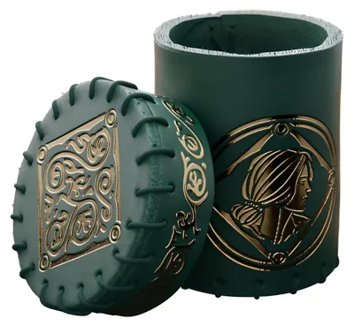 Produktbild von Q-workshop The Witcher Dice Cup. Triss, Würfelbecher, Gold, Grün, Unisex, Leder, 85 mm, 5,5 cm