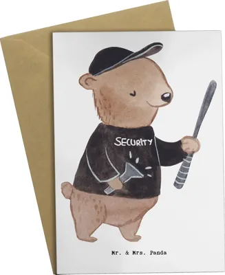 Produktbild von Mr. & Mrs. Panda Grußkarte Sicherheitsdienstmitarbeiter Herz - Weiß - Geschenk, dankeskarten, einladungskarten, Klappkarte, weihnachtskarten, hochzeitskarten