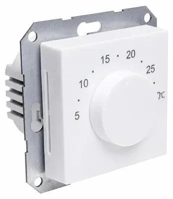 Produktbild von Salus Raumthermostat mit Drehregler, 55x55mm, 230V, Unterputz, RAL9010, 1 Stk.