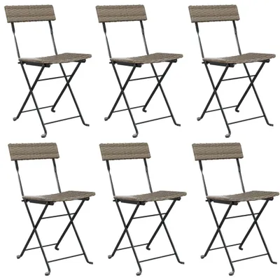 Produktbild von Bistrostühle 6 Stk. Klappbar Grau Poly Rattan und Stahl