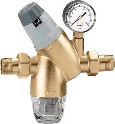 Immagine prodotto di Riduttore di pressione Caleffi modello 535150 con filtro, filettatura 3/4 di pollice, pressione da 1 a 6 bar, realizzato in ottone