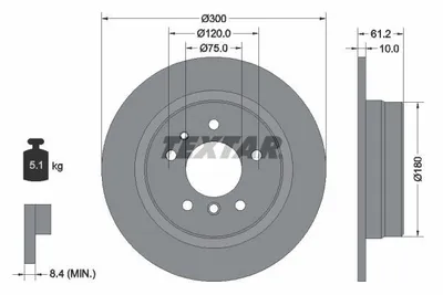 Produktbild von 2 Textar Bremsscheiben 300mm hinten für BMW 5
