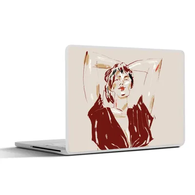 Produktbild von MuchoWow® Laptop Aufkleber Sticker Cover Porträt - Frau - Rot - Abstrakt 25x18 cm - Laptop-Deko