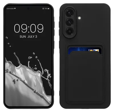 Produktbild von kwmobile Handyhülle für Samsung Galaxy A36 5G Hülle mit Kartenfach - TPU Case - Kabelloses Laden - Schutzhülle Cover in Schwarz