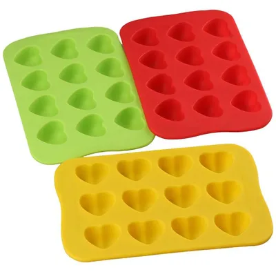 3er-Set Silikon-Herzformen, 12 Mulden, für Schokolade & Seife