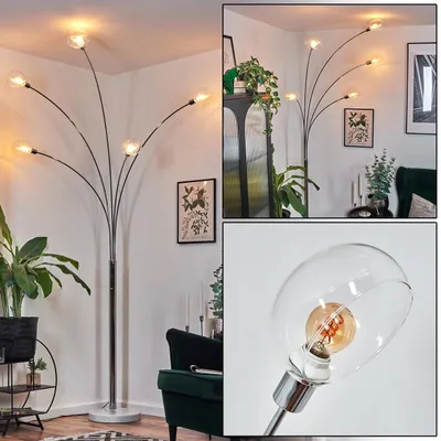 Produktbild von Suio Stehlampe aus Metall in Weiß/Chromfarben/Klar mit Marmorfuß
