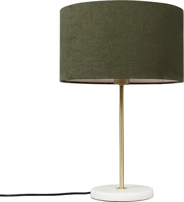 Produktbild von QAZQA - Modern Messing Tischlampe mit grünem Schirm 35 cm - Kaso I Wohnzimmer I Schlafzimmer - Stahl Rund - LED geeignet E27