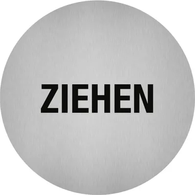 Produktbild von Dreifke® Aufkleber - Piktogramm Ziehen, Edelstahl, selbstklebend, Ø 50 mm