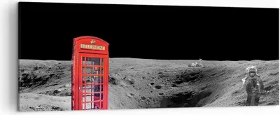 Produktbild von Bild auf Leinwand - Leinwandbild - Telefon london Mond Astronaut - 140x50cm - Wand Bild - Wanddeko - Leinwanddruck - Bilder - Kunstdruck - Wanddekoration - Leinwand bilder - Wandkunst - AB140x50-3181