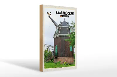 Produktbild von Holzschild Städte Saarbrücken Saarkran Wanddeko 20x30cm