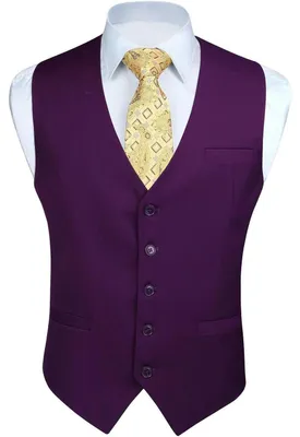 Obrázok produktu pre Pánska vesta, formálna, na svadbu alebo párty, bavlna, jednofarebná, veľkosť XS, fialová