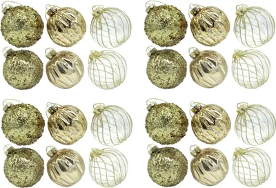 Produktbild von Glas Weihnachts-Kugel Mix Ø 8cm - 24 Stück gold