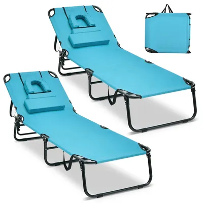 Image de COSTWAY : transat de jardin pliable pour 2 personnes, transat avec ouverture pour le visage, 3 coussins et dossier réglable, transat de plage pouvant supporter jusqu'à 150 kg, 194 x 63 x 37 cm