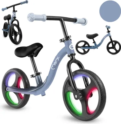 Produktbild von MoMi ISOKA Laufrad Kinder Fahrrad - Balance Bike – TPR-Räder mit LED, ab 2 Jahren bis 35 kg - Blau