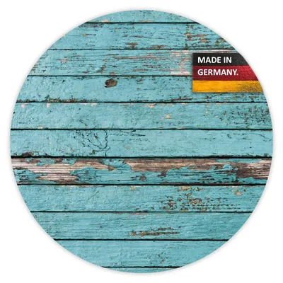 Produktbild von younikat Mauspad in Holz-Optik türkis I Ø 22 cm rund Mousepad in Standard-Größe rutschfest I Shabby Chic Used Look I dv336