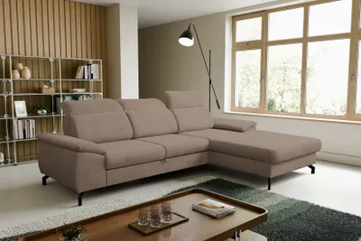 Produktbild von VENASI MALIBU Rechts Ecksofa mit Schlaffunktion und Bettkasten Sofa L Form Eckcouch Schlafsofa BRAUN