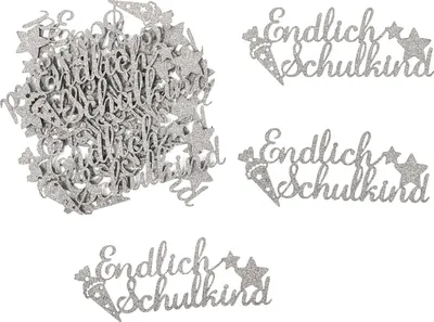 Produktbild von Oblique Unique Endlich Schulkind Konfetti silber für Schuleinführung Einschulung Schulanfang Streudeko Tischdeko