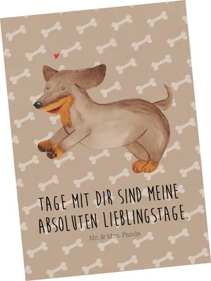 Produktbild von Mr. & Mrs. Panda Postkarte Hund Dackel - Hundeglück - Geschenk, Grußkarte, Ansichtskarte, Postkarten, Verliebt, Dachshund, Ansichtskarten, Sprüche, Fotokarte