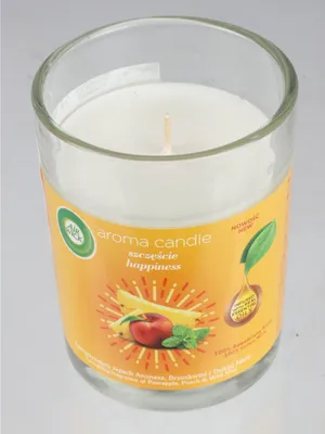 Produktbild von Airwick Duftkerze 220g Happiness | Premium-Duftkerze im Glas mit frischem, belebendem Aroma | Langanhaltender Wohlfühlduft für Zuhause