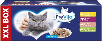 Zdjęcie produktu dla PreVital Karma dla Kota kurczak, cielęcina, łosoś i wątróbka 48 x 100 g