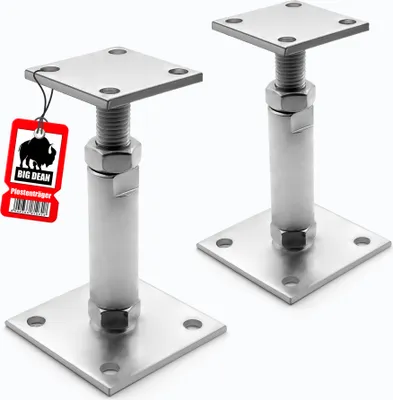Produktbild von BigDean 2 Stück Pfostenträger höhenverstellbar Höhe 150 – 190mm – verzinkt & zum Aufschrauben