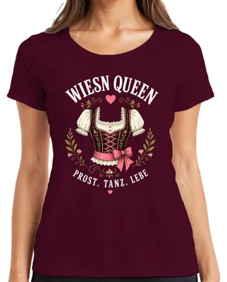 Immagine prodotto di Wiesn Queen: Abito tradizionale da donna, camicia da uomo, gonna, pantaloni in pelle, maglietta, colore bordeaux, taglia XXL