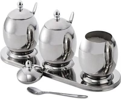 Produktbild von Famanu Kräuterpot Set 3-teilig - Rostfreies Edelstahl mit Löffel und Tablett
