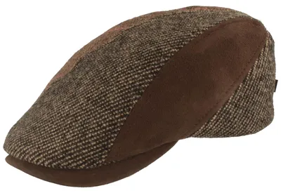 Balke Patchwork Flatcap Wolle-Leder-Mix in beige