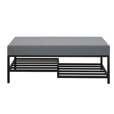 Produktbild von Design Möbel - Sitzbank 80 cm - Industrial Stil - Gepolsterte Bank mit Ablage - Loft Design - Stahlkonstruktion