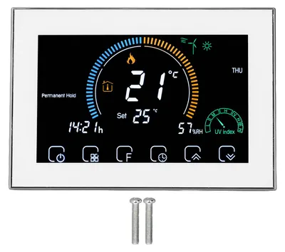 Produktbild von Programmierbarer Smart-WLAN-Temperaturregler mit LED-Touchscreen für zentrale Klimaanlagen, 95–240 V, weiß