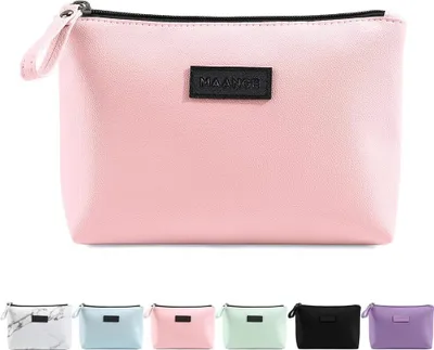 Produktbild von Kleine Kosmetiktasche – Tragbare Reise Schminktasche aus wasserdichtem Kunstleder, Rosa