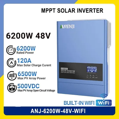 Produktbild von Hybrid-Solar-Wechselrichter – 6,2 kW Leistung – Integrierter MPPT-Laderegler – Für den Betrieb im Insel- und Netzbetrieb