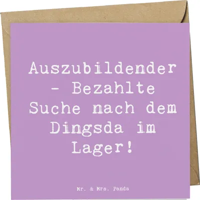 Produktbild von Mr. & Mrs. Panda Glückwunschkarte Spruch Auszubildender Abenteuer - Lavendeltraum - Geschenk, anlasskarte, Beruf, handgefertigt, faltkarte, Berufsprodukte, Berufe, Lernen