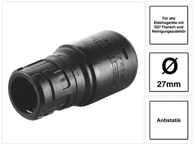 Zdjęcie produktu dla Festool D 27 DM-AS/CT tuleja przyłączeniowa 27 mm antystatyczna ( 202346 ) do wszystkich elektronarzędzi z kołnierzem D27 i akcesoriami czyszczącymi