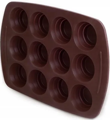 Produktbild von Kamille Silikon Muffinform für 12 Muffins, braun