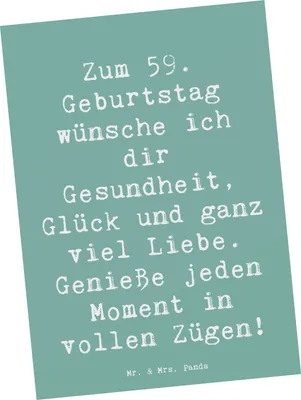 Produktbild von Mr. & Mrs. Panda Postkarte Spruch 59. Geburtstag - Meeresbrise - Geschenk, Postkarten, Glück, 59 Jahre, Grußkarte, Glückwunsch, alt, Ansichtskarten, Ansichtskarte