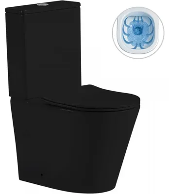 Obrázek produktu pro sklokeramikaO - WC kombi Carlito, Rimless + Slim/UF sedátko - spodní/zadní odpad - černá matná - 61x36,5 cm