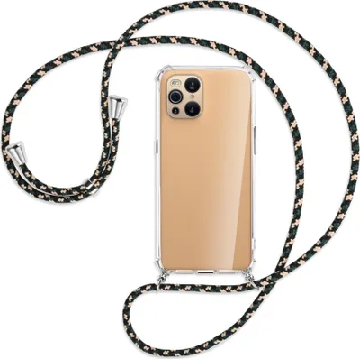 Produktbild von Handykette Backcover-Schutzhülle mit Band (Metall silberfarben) für Oppo Find X3 Pro - camouflage