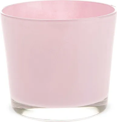 Produktbild von Glastopf Pflanzgefäß Teelichtglas rund Übertopf rosa 14,5 cm