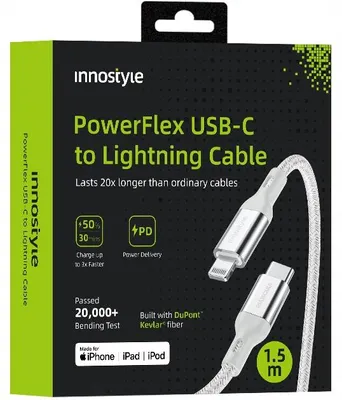 Produktbild von Innostyle USB-C Lightning MFI Schnellladekabel Für iPhone Polyamid 2m
