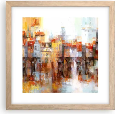 Produktbild von Gerahmtes Poster - Rahmen in heller Eiche - Stadt Mietshaus - 30x30 cm - Wand Bild - Wanddeko - Wandbilder - Kunstposter - Wandposter - Bilderrahmen - Bilder - Kunstdruck - Wandbild - P2NAC30x30-3476