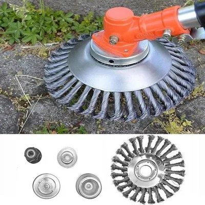 Produktbild von Famanu Unkrautbürste 150 x 254 mm für Motorsensen mit 4 Adaptern - Twist Unkrautbürste
