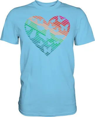 Produktbild von Frauen Retro Schmetterling Herz T-Shirt – Sky Blue / M